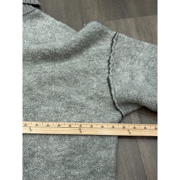 Free People Milo Pullover Grey Tight Knit Cowl Neck Oversized Sweater Size L - Picture 8 of 10